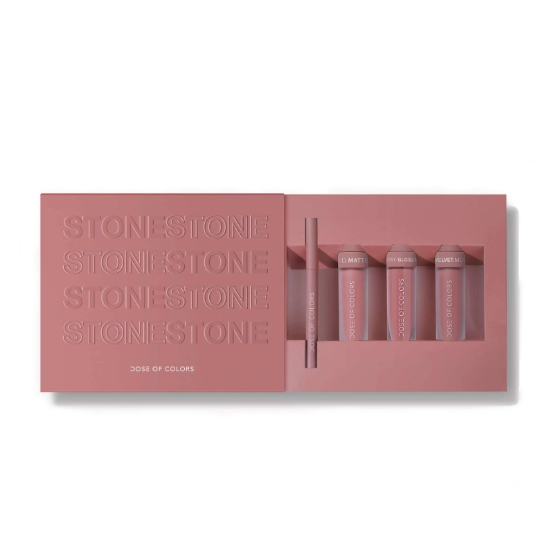 Set 2 rujuri mate, gloss si creion contur stone lip set limited edition