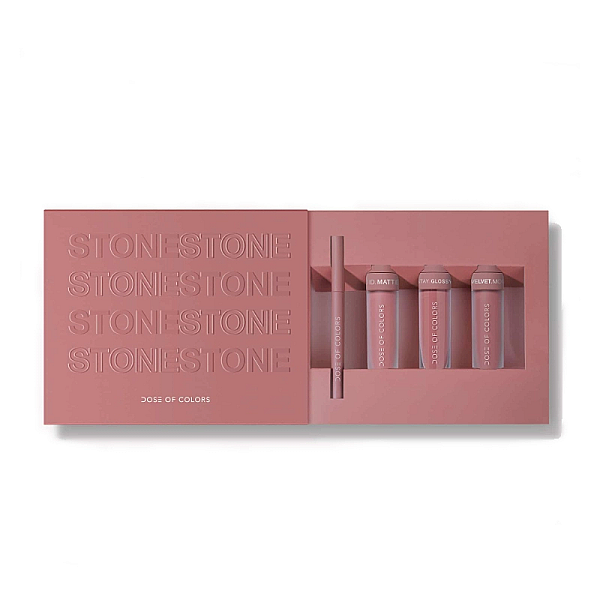 Set 2 rujuri mate, gloss si creion contur stone lip set limited edition