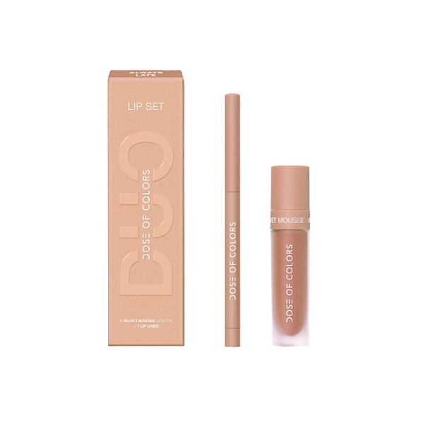 Set ruj velvet mousse si creion de buze