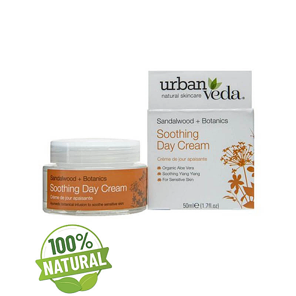 Crema de zi hidratanta pentru ten sensibil cu extract de lemn de santal organic, soothing